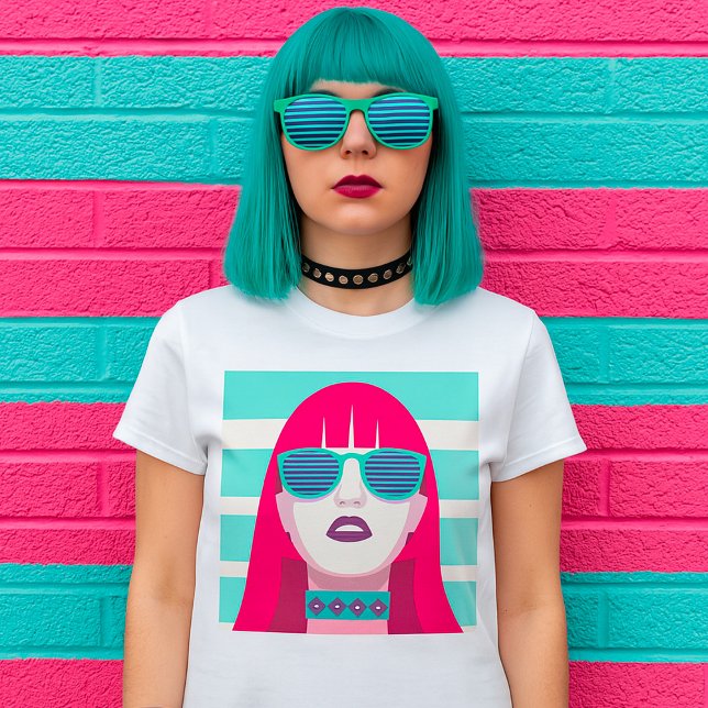 Camiseta Mulher Usando Óculos de Sol (Criador carregado)