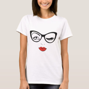 Camiseta Mulher vencendo cara nos óculos Eyelash