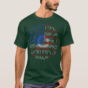 Camiseta Mulher Vermelha Branca Azul Girassol Rinotraqueíte