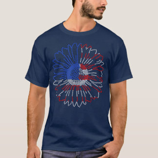 Camiseta Mulher Vermelha Branca Azul Girassol Rinotraqueíte