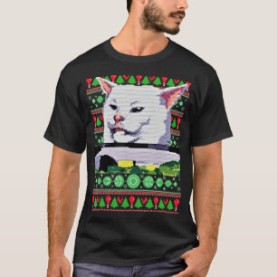 Camiseta Mulher Vestida Que Grita Com Um Suor De Gato Feio 