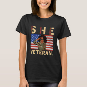 Camiseta Mulher Veterana do Exército Americano Africano