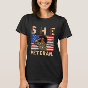 Camiseta Mulher Veterana do Exército Americano Africano