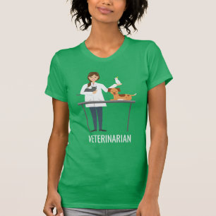Camiseta Mulher Veterinária Com Animais & Texto