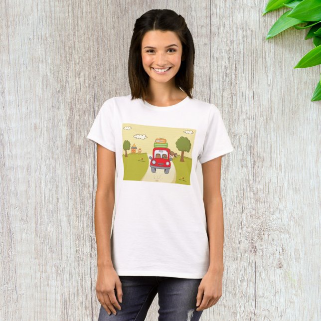 Camiseta Mulher Viajando De Carro (Criador carregado)