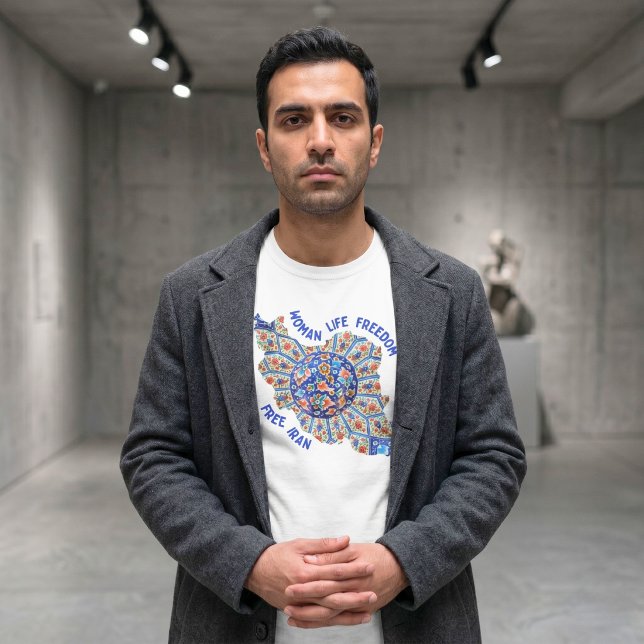 Camiseta Mulher Vida Liberdade | Presente Azul da Arte Pers (Woman Life Freedom | Persian Art Blue Iranian Gift T-Shirt)