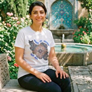 Camiseta Mulher Vida Liberdade   Tapete Persa Azul