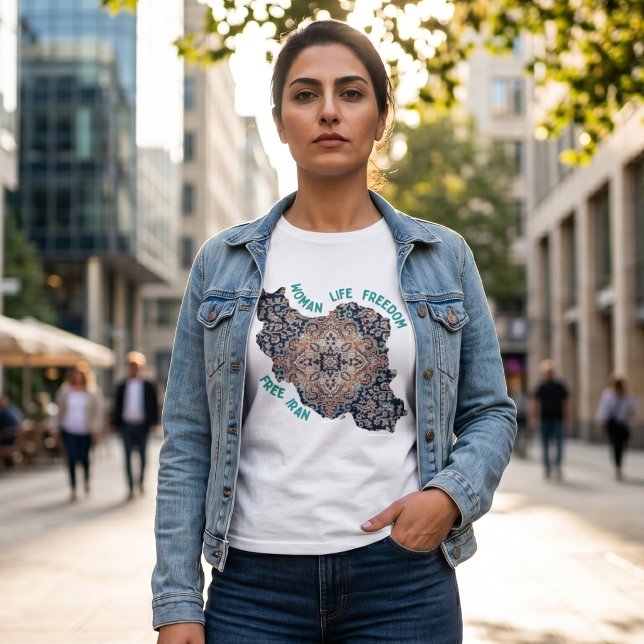 Camiseta Mulher Vida Liberdade | Tapete Persa Verde (Woman Life Freedom | Persian Rug Green T-Shirt)