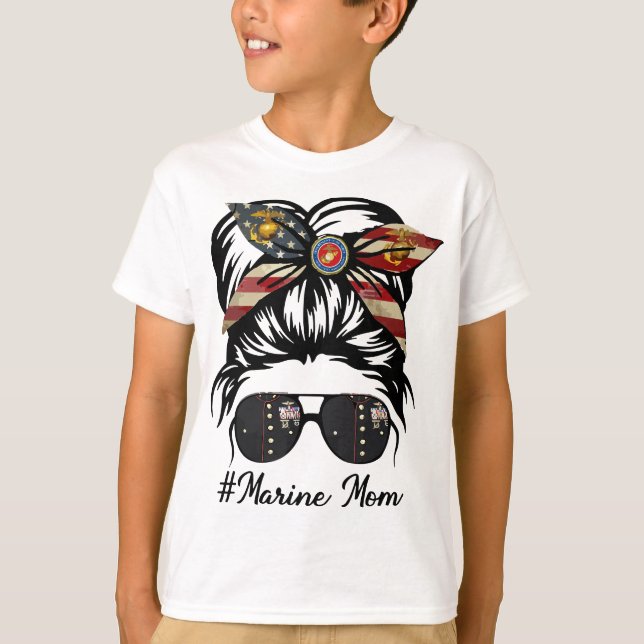 Camiseta Mulher Vida Marinha Mãe Militar Mensagem Militar M (Frente)