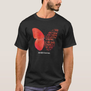 Camiseta Mulher Vih Sida Consciência Borboleta Fita Vermelh