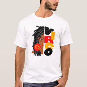 Camiseta Mulher Virgo Garota Afro Bloqueia Garota Zodíaca S