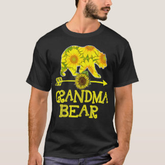 Camiseta Mulher Vovó Urso Girassol Mãe Mãe Pai Família