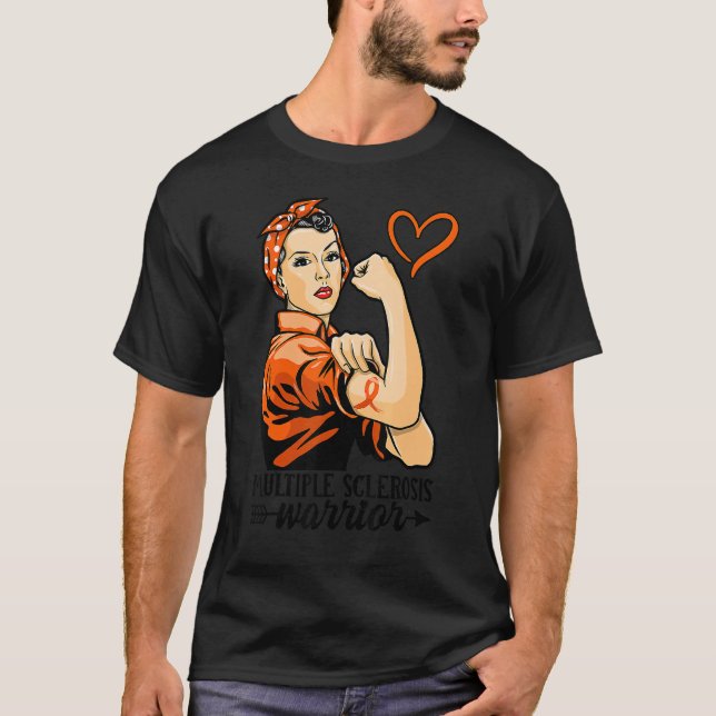 Camiseta Mulher Warrior Veste Laranja Múltipla Esclerose A (Frente)