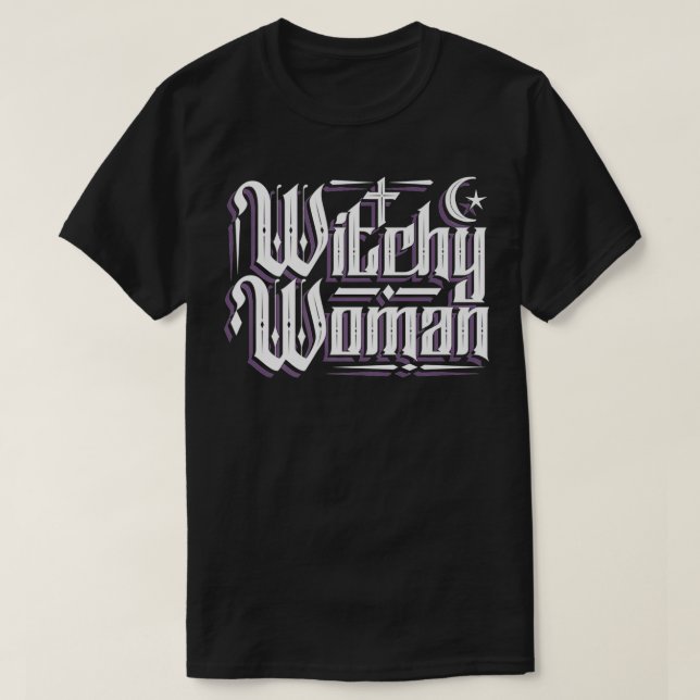 Camiseta Mulher Witchy Wicca Moon Premium (Frente do Design)