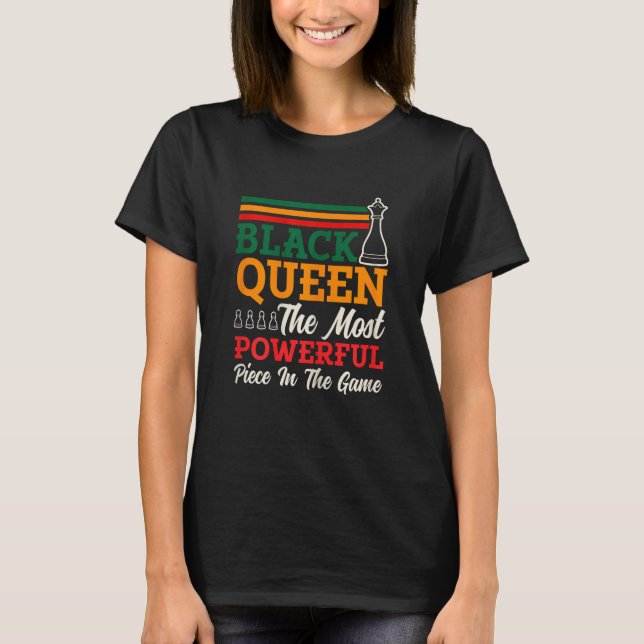 Camiseta Mulher Xadrez Rainha Mais Poderosa Peça Checkmate  (Frente)
