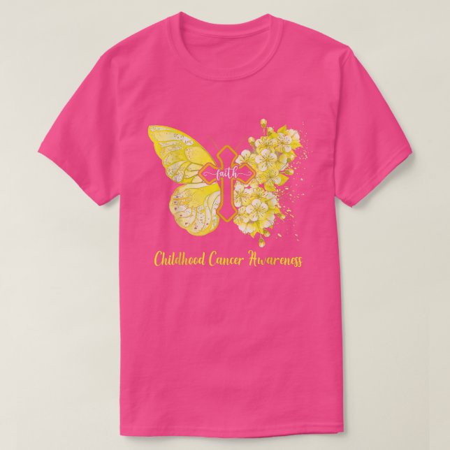 Camiseta Mulher Yellow Butterfly Fé Cancer Infantil Awa (Frente do Design)