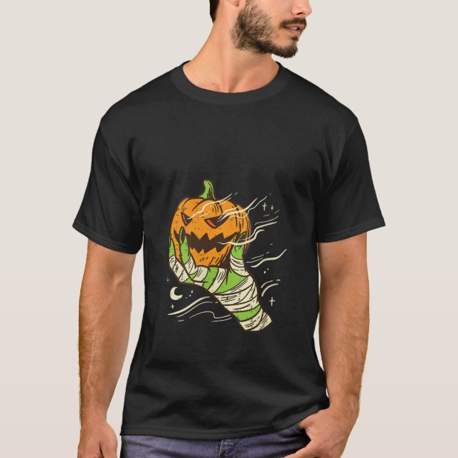 Camiseta Mulher Zombie Pumpkin Jackolanterna Coluna Retro V (Frente)