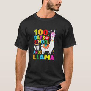 Camiseta Mulheres 100 Dias De Escola Llama Pré-Escola Kinde