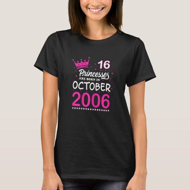 Camiseta Mulheres - 16. º aniversário - Princas cor-de-rosa (Frente)