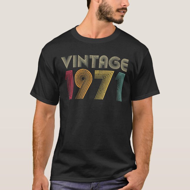 Camiseta Mulheres 1971 51º Aniversário Vintage Homens (Frente)