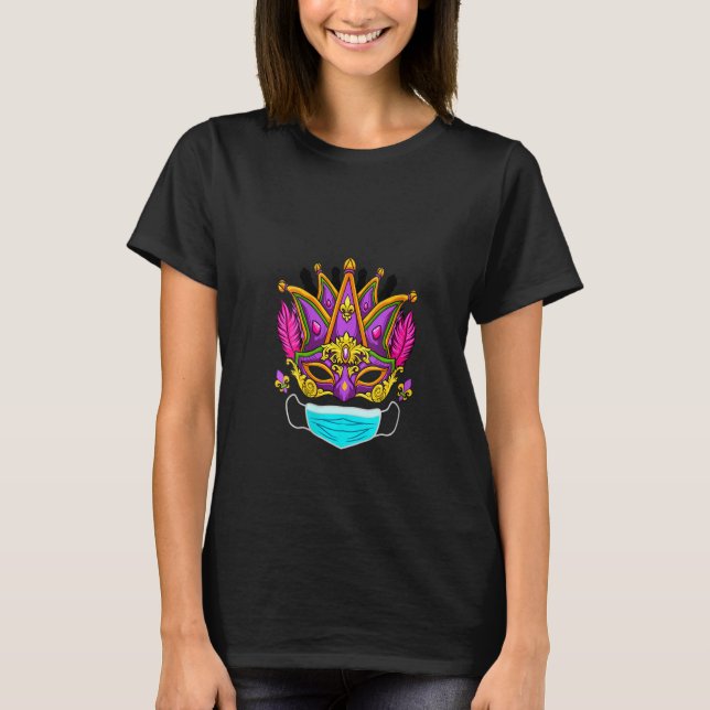 Camiseta Mulheres 2022 Mardi Gras Mask Quarantine Mardi Gra (Frente)