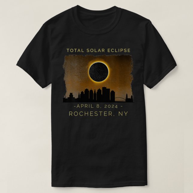 Camiseta Mulheres 2024 Eclipse Solar Total em Rochester New (Frente do Design)