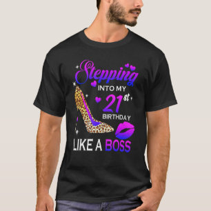 Camiseta Mulheres 21.º Aniversário Passando Para 21 Leopard