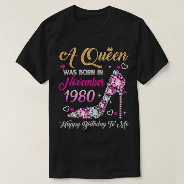 Camiseta Mulheres 40 Aniversário Rainha Novembro 1980 Parto (Frente do Design)