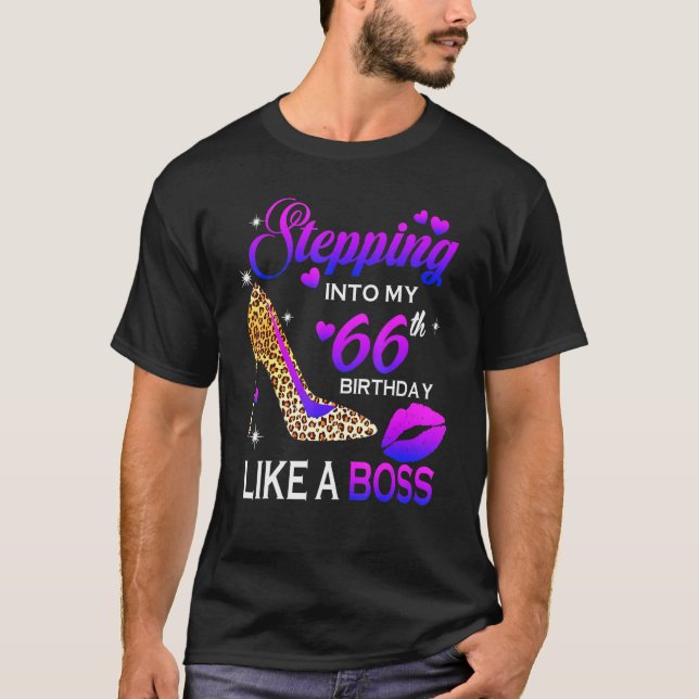 Camiseta Mulheres 66.º Aniversário Passando Para 66 Leopard (Frente)