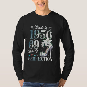 Camiseta Mulheres 69.º Aniversário Floral Feito em 1956 Pre