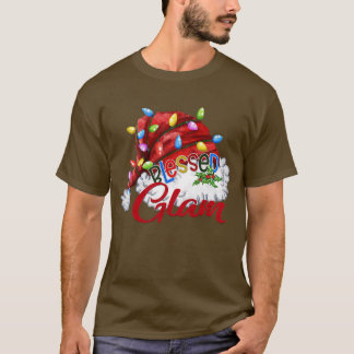 Camiseta Mulheres Abençoadas Glam Santa Hat Xmas Light