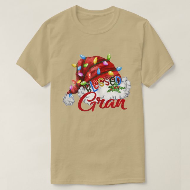 Camiseta Mulheres Abençoadas Gran Santa Hat Natal Li (Frente do Design)