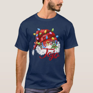 Camiseta Mulheres Abençoadas Jojo Santa Hat Xmas Light