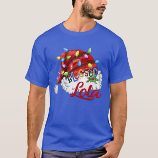 Camiseta Mulheres Abençoadas Lola Santa Hat Xmas Light