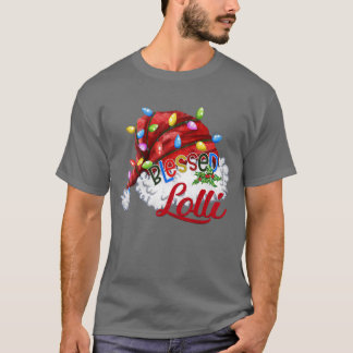 Camiseta Mulheres Abençoadas Lolli Santa Hat Xmas Light