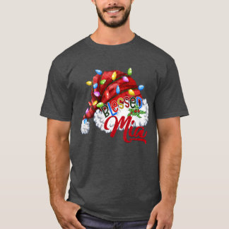 Camiseta Mulheres Abençoadas Mia Santa Hat Xmas Light