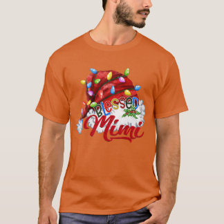 Camiseta Mulheres Abençoadas Mimi Santa Hat Xmas Light