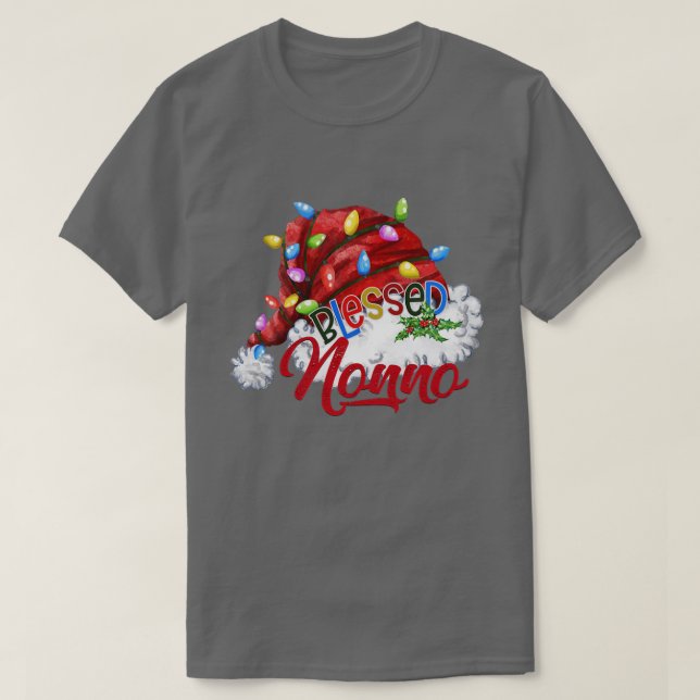 Camiseta Mulheres Abençoadas Não Santa Hat Luz Xmas (Frente do Design)