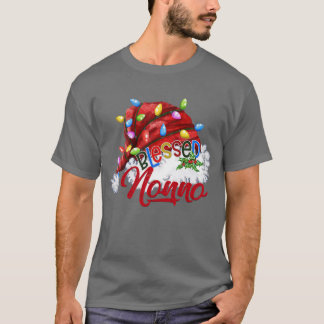 Camiseta Mulheres Abençoadas Não Santa Hat Luz Xmas