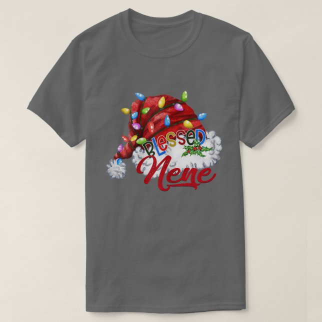 Camiseta Mulheres Abençoadas Nene Santa Hat Xmas Light85 (Frente do Design)