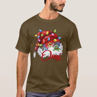 Camiseta Mulheres Abençoadas Omi Santa Hat Xmas Light