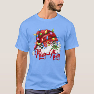 Camiseta Mulheres Abençoadas Santa Hat Luz Xmas