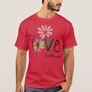 Camiseta Mulheres Adoram Daisy Flower Lunch Lady Premium