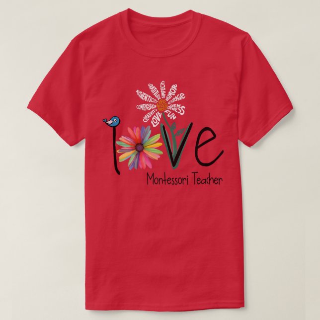 Camiseta Mulheres Adoram Professora Daisy Flower Montessori (Frente do Design)