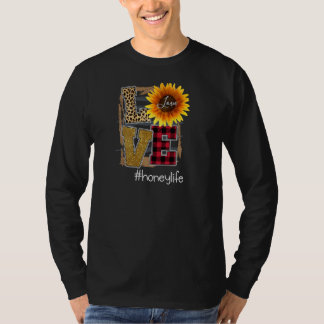 Camiseta Mulheres Adoram Vida Honestiária Sunflower Lepard