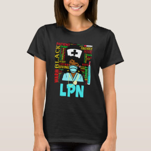 Camiseta Mulheres Afro-Americanas Enfermeira Lpn Negra