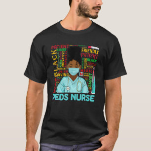 Camiseta Mulheres Afro-Americanas Enfermeira Peds Preta His
