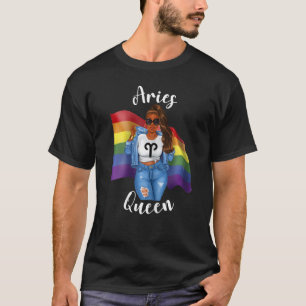 Camiseta Mulheres Afro-Gay Aries Rainha LGBTQ Negra Mulher