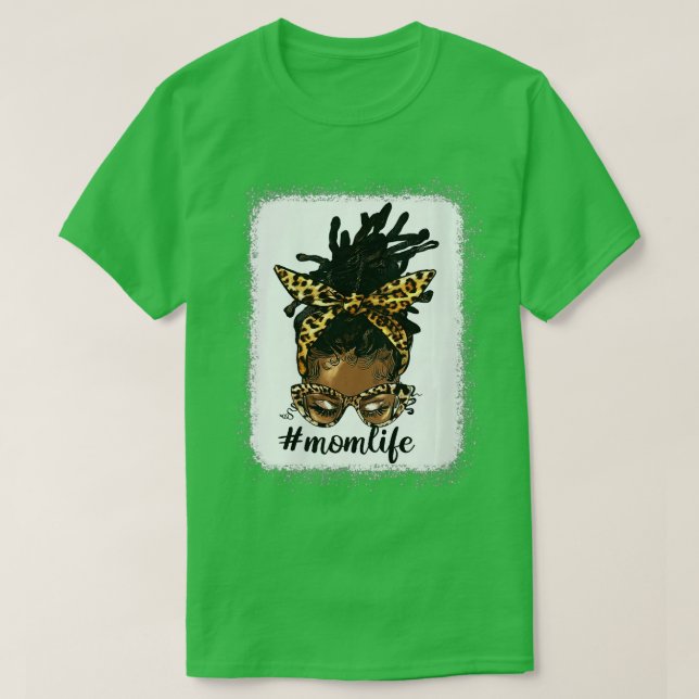 Camiseta Mulheres Afro Mãos Bloqueiam Mamãe Vida Leopardo M (Frente do Design)
