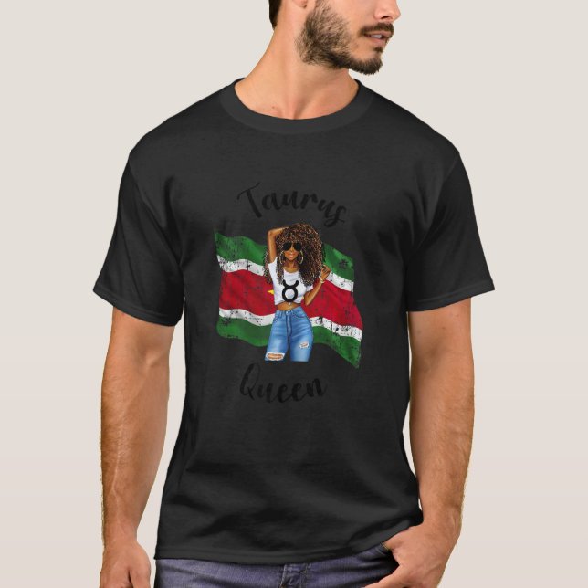 Camiseta Mulheres Afro-Surinamesas Taurus Rainha Africana S (Frente)